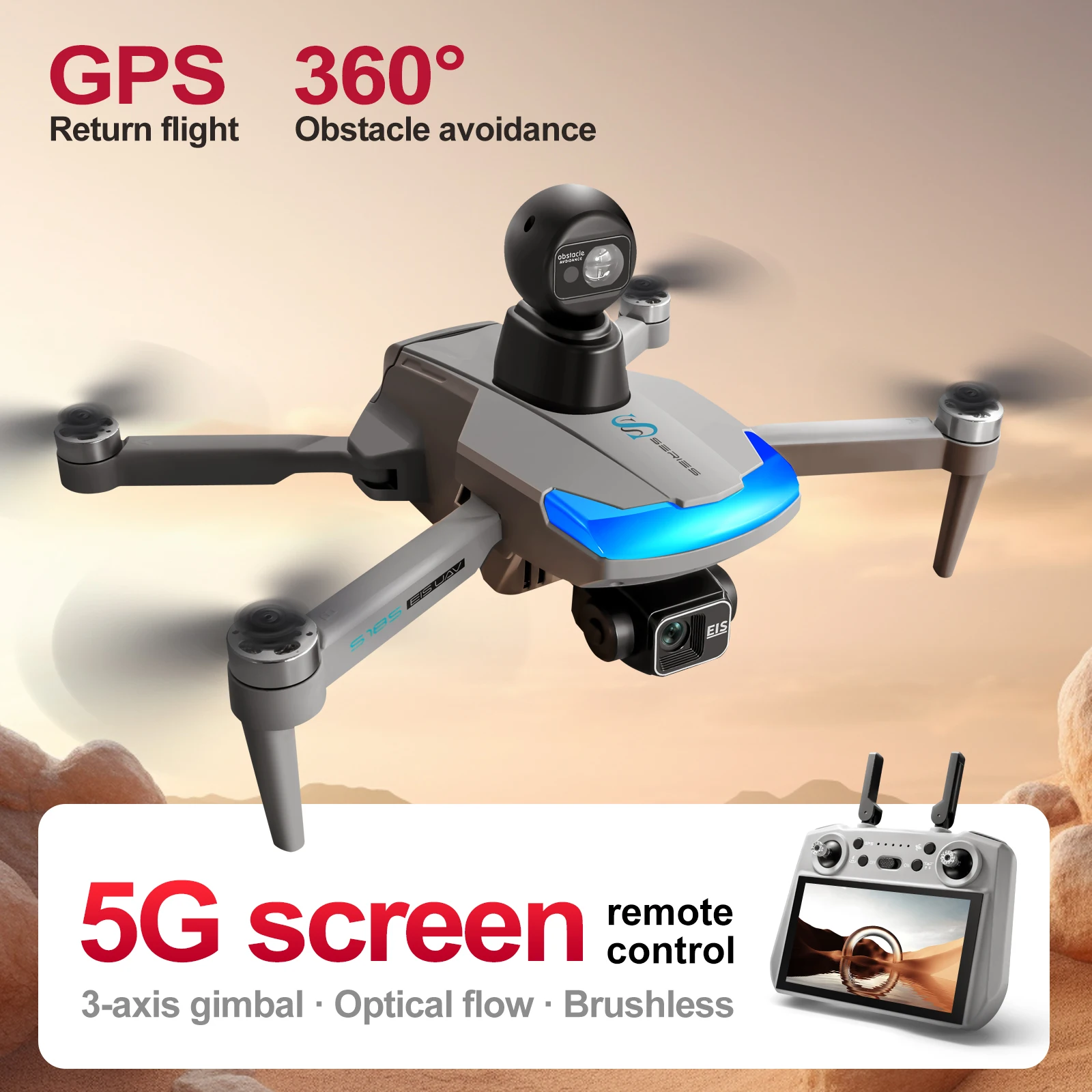 Drone Gimbal 3 Axis - S185 Drone Profesional 2.7K HD Kamera